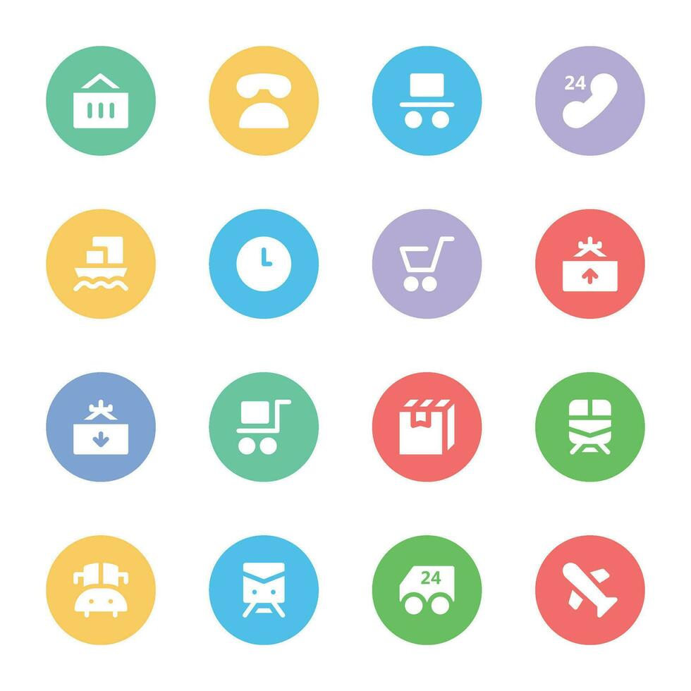 Flat Circular Icons of Logistics and Delivery vector