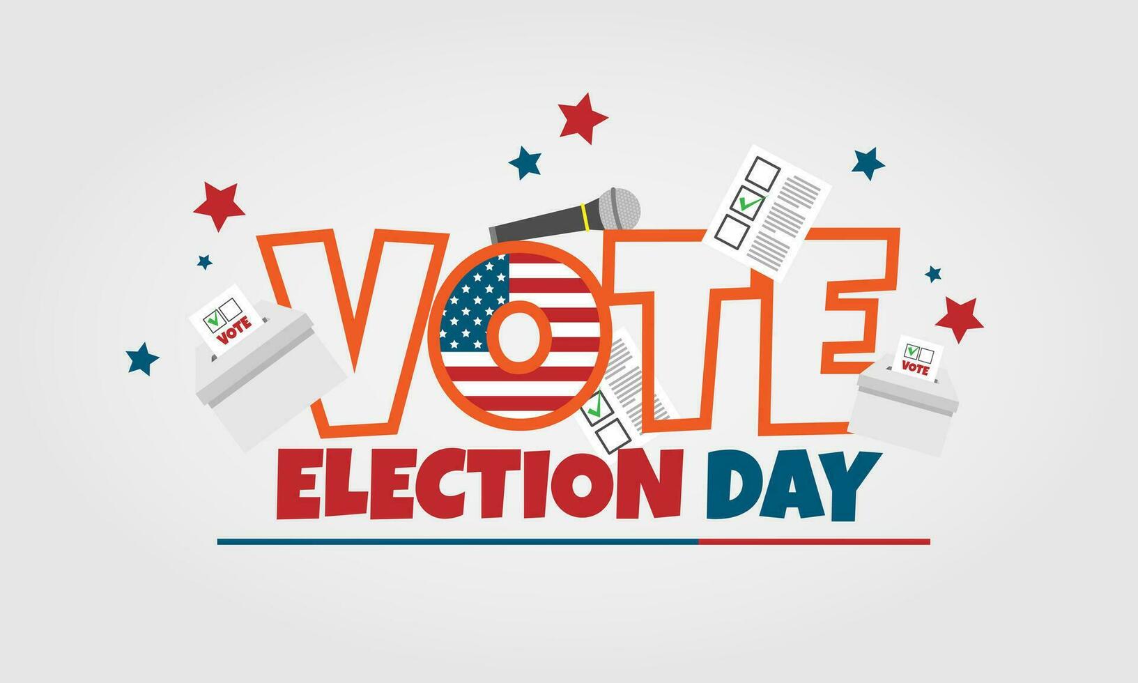 Election Day poster with election elements vector