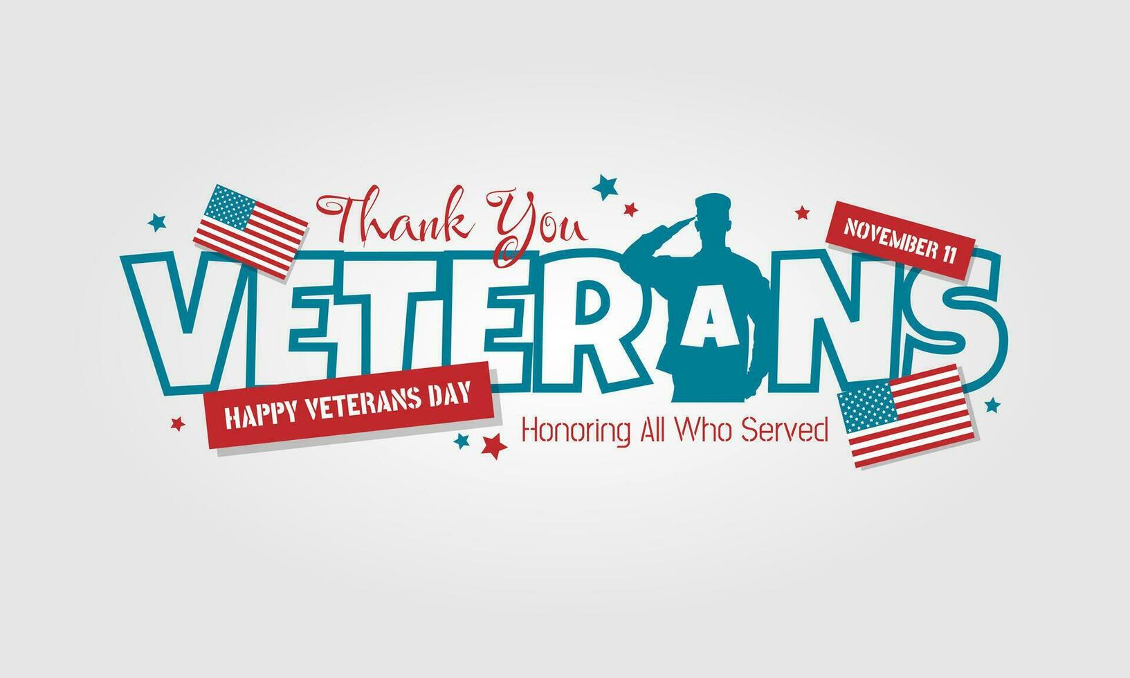 veteranos día póster en tipografía estilo vector