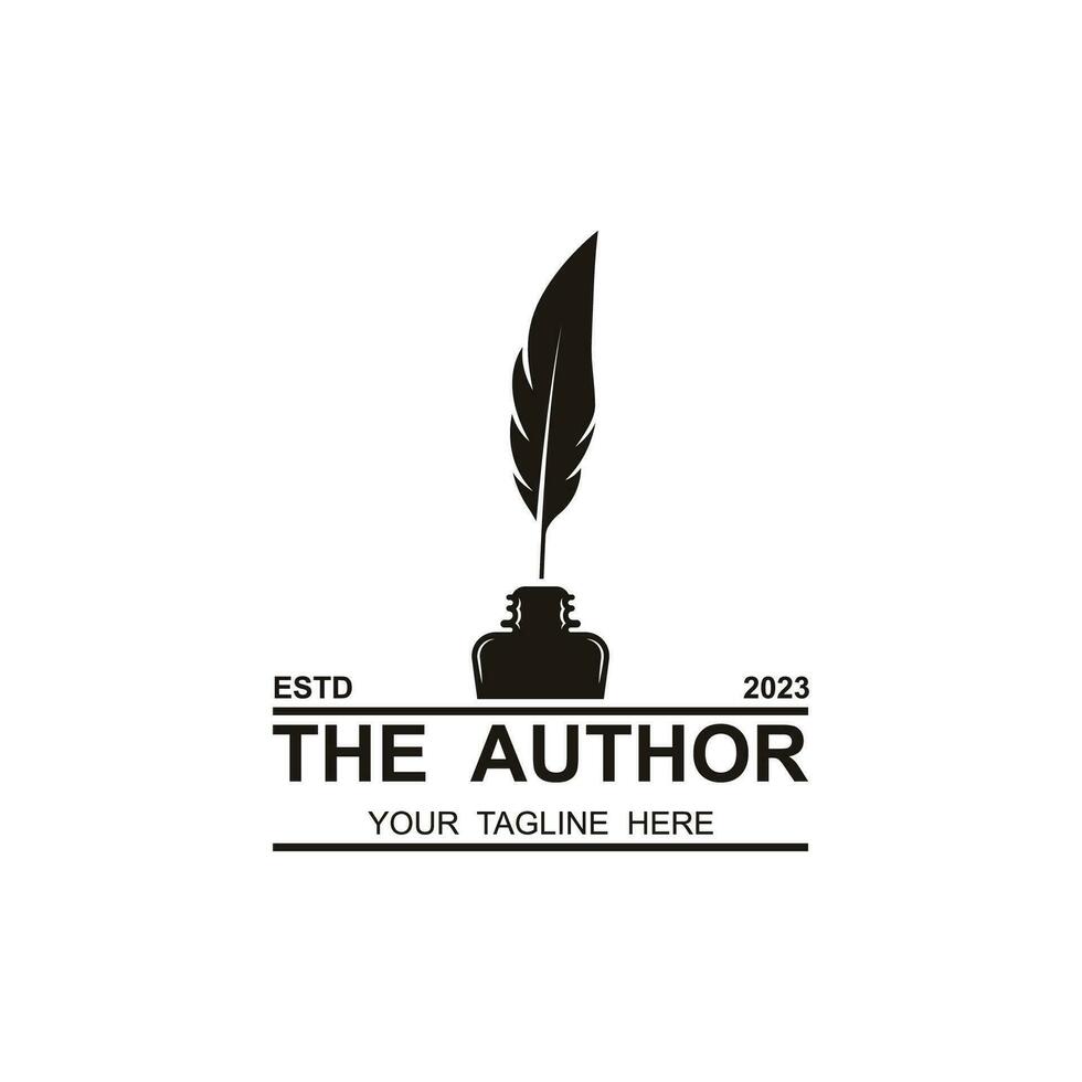 author's feather logo vector icon illustration design