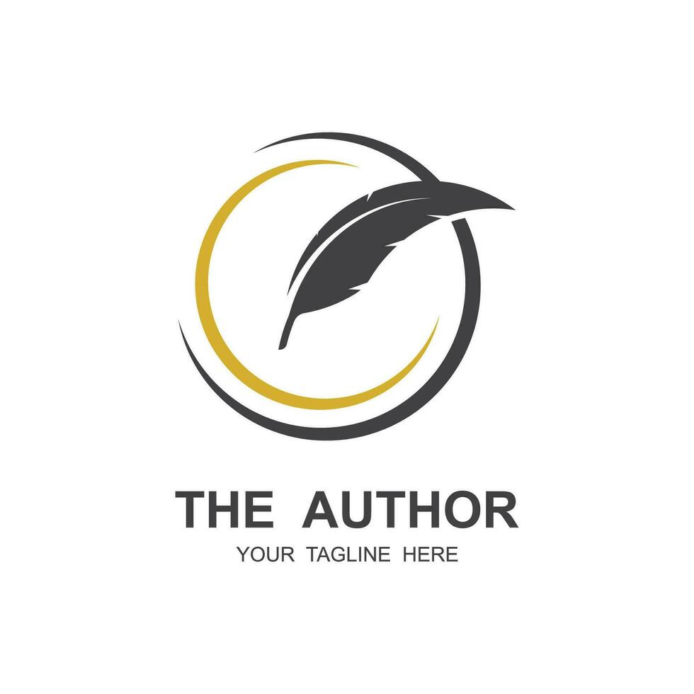 author's feather logo vector icon illustration design