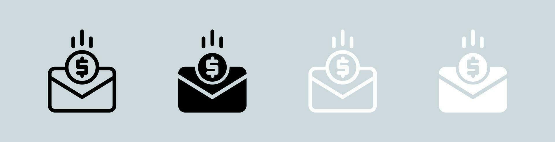 Salary icon set in black and white. Coin signs vector illustration.