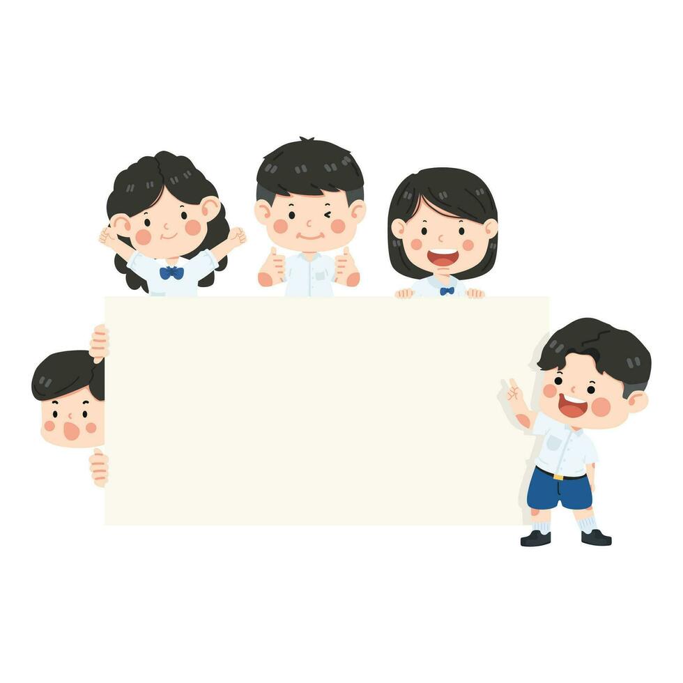 kids student hold a blank board vector