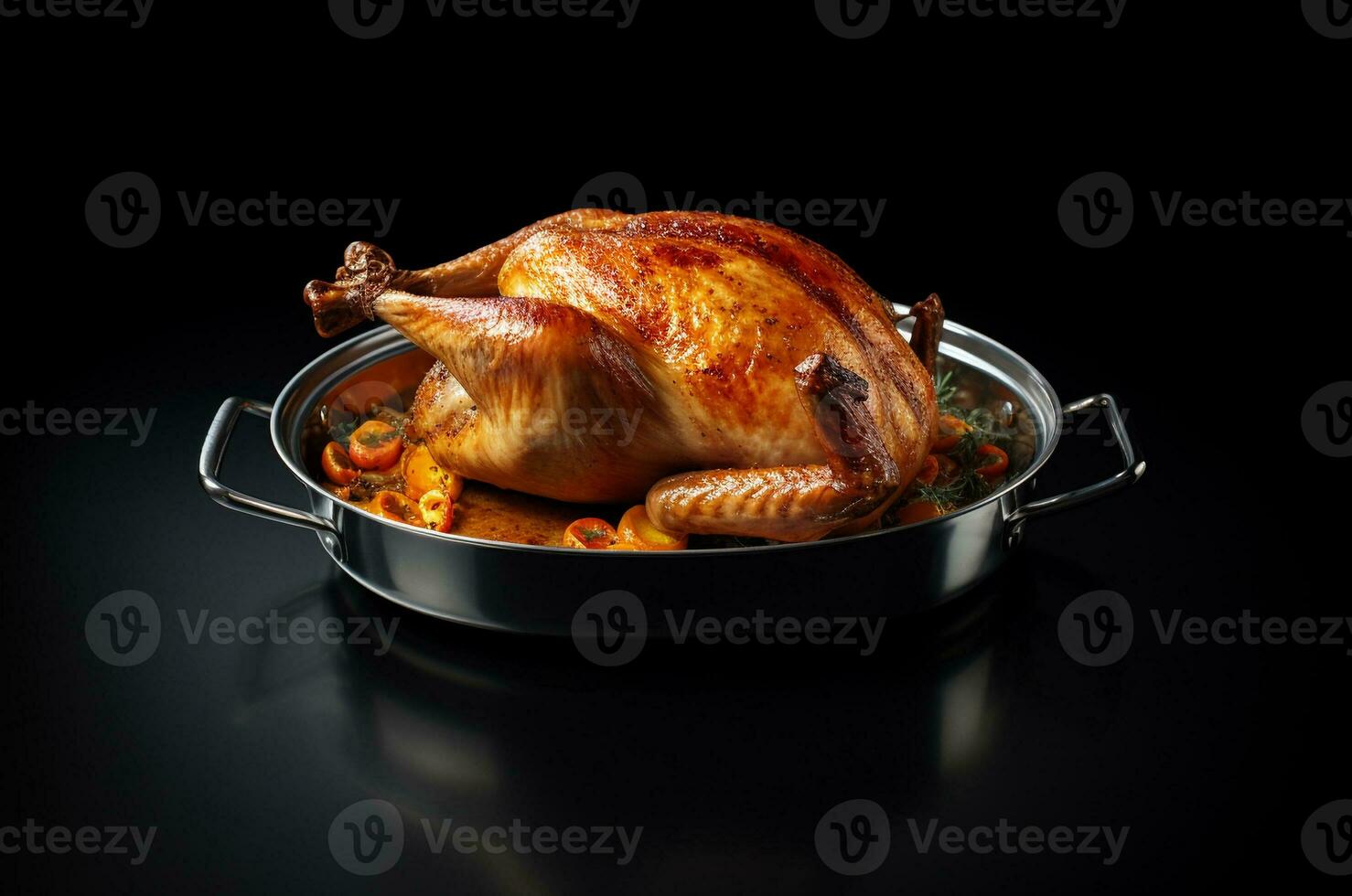 Thanksgiving and the Harvest Feast. Minimalistic roasted turkey. Generative AI photo