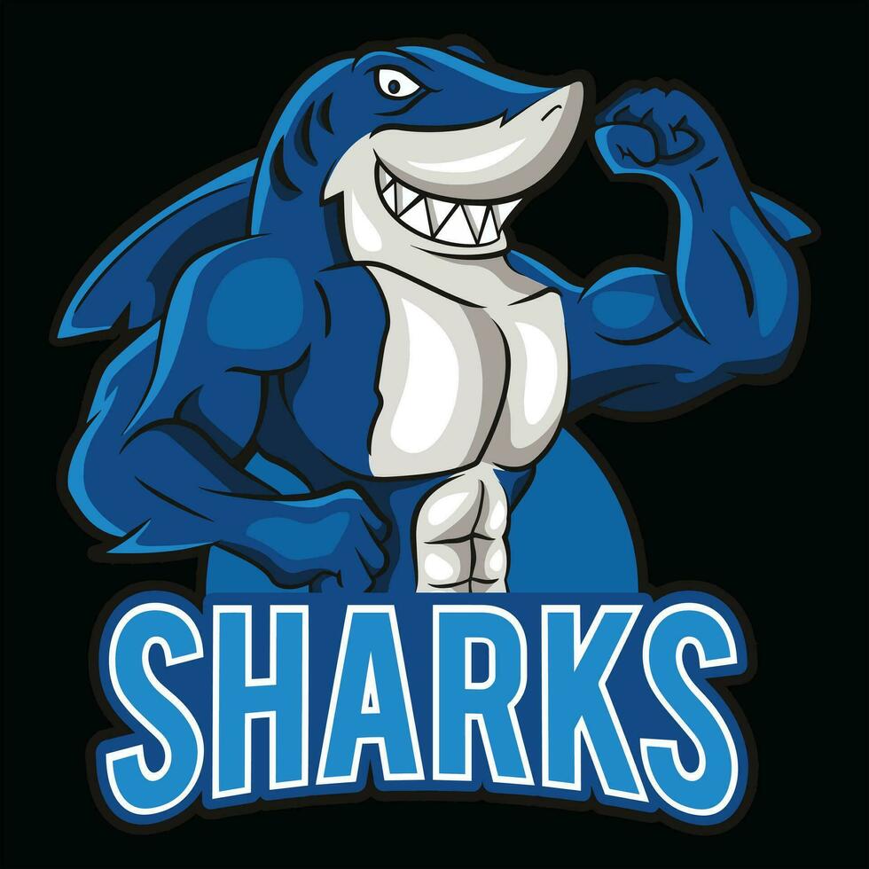 Powerful Sharks Vector Logo illustration Artwork