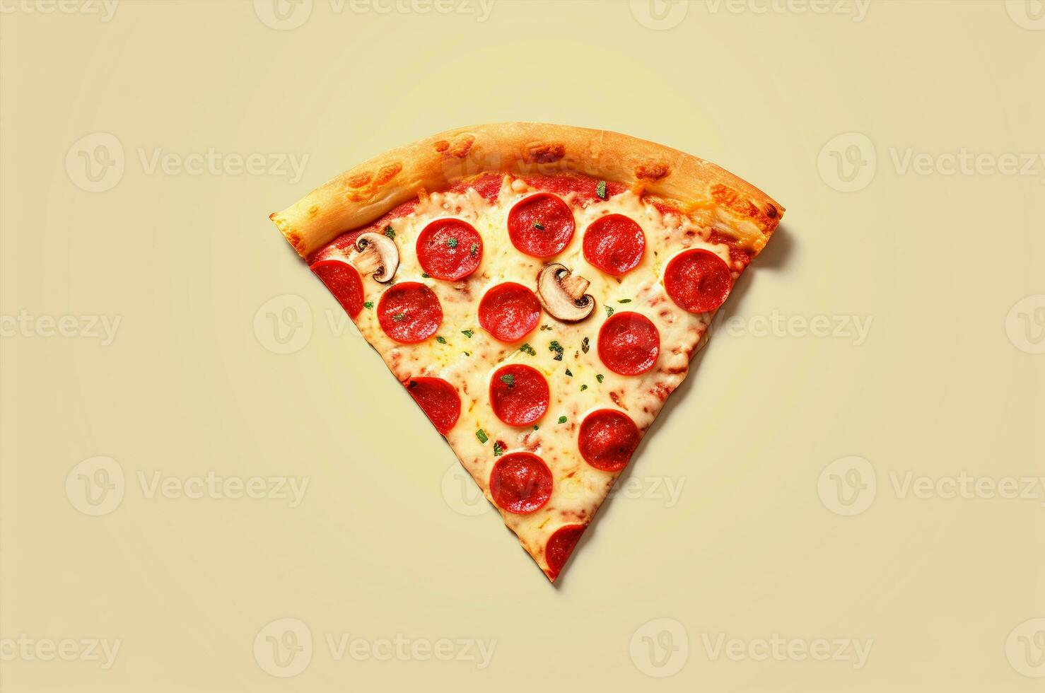 Minimalistic slice of pepperoni pizza. Generative AI photo