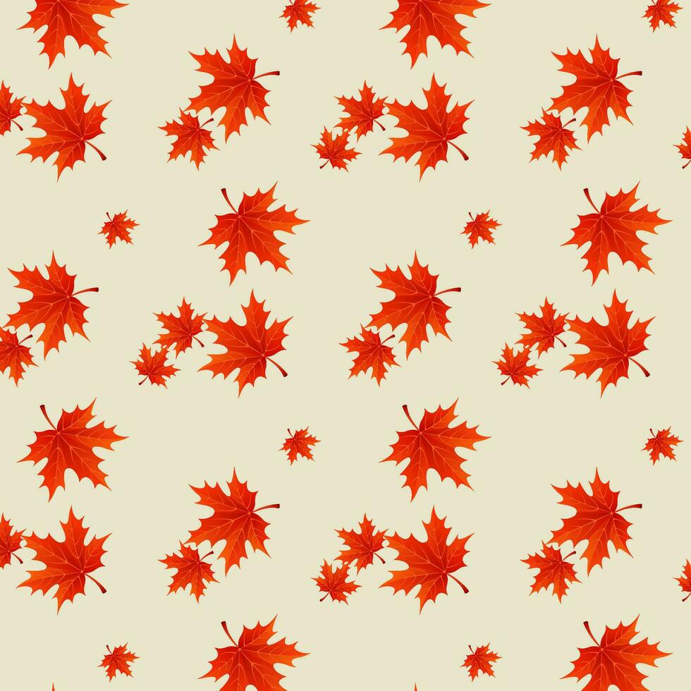 Pattern Of Red Maple Leaves On A Beige Background vector