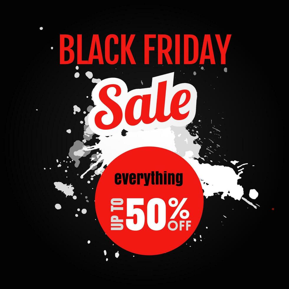 Black Friday Sale Banner With Red And White Paint Splash vector