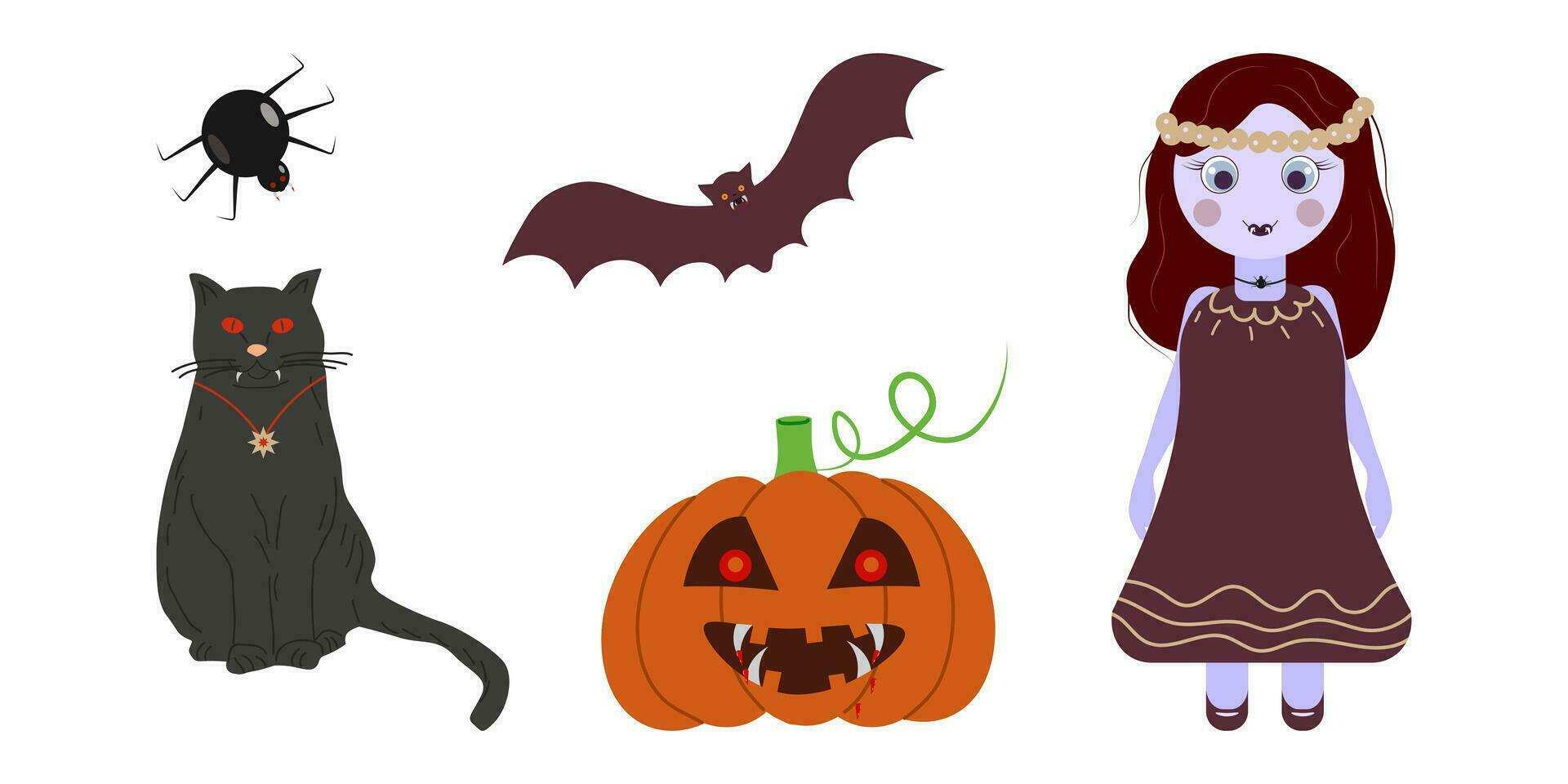 Cartoon character with vampire mouth with fangs. vector