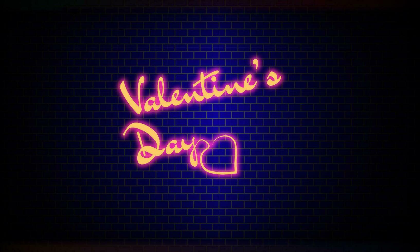 pink valentines day neon sign vector