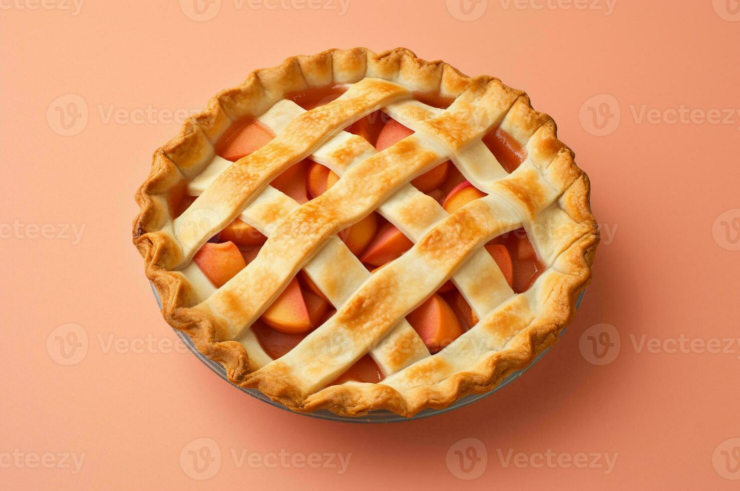 Minimalist peach pie. Generative AI photo
