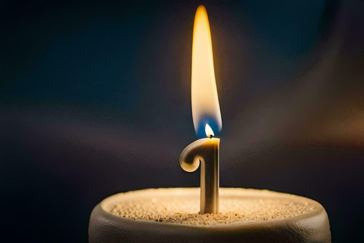 a single candle is lit in the dark. AI-Generated photo