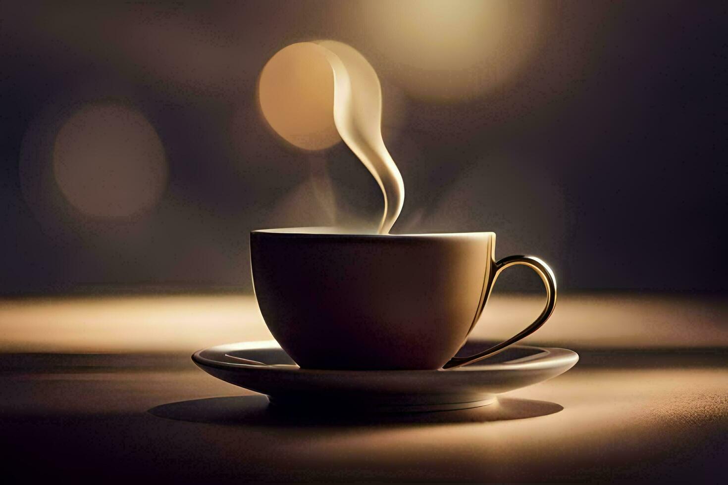 a cup of coffee on a table. AI-Generated photo