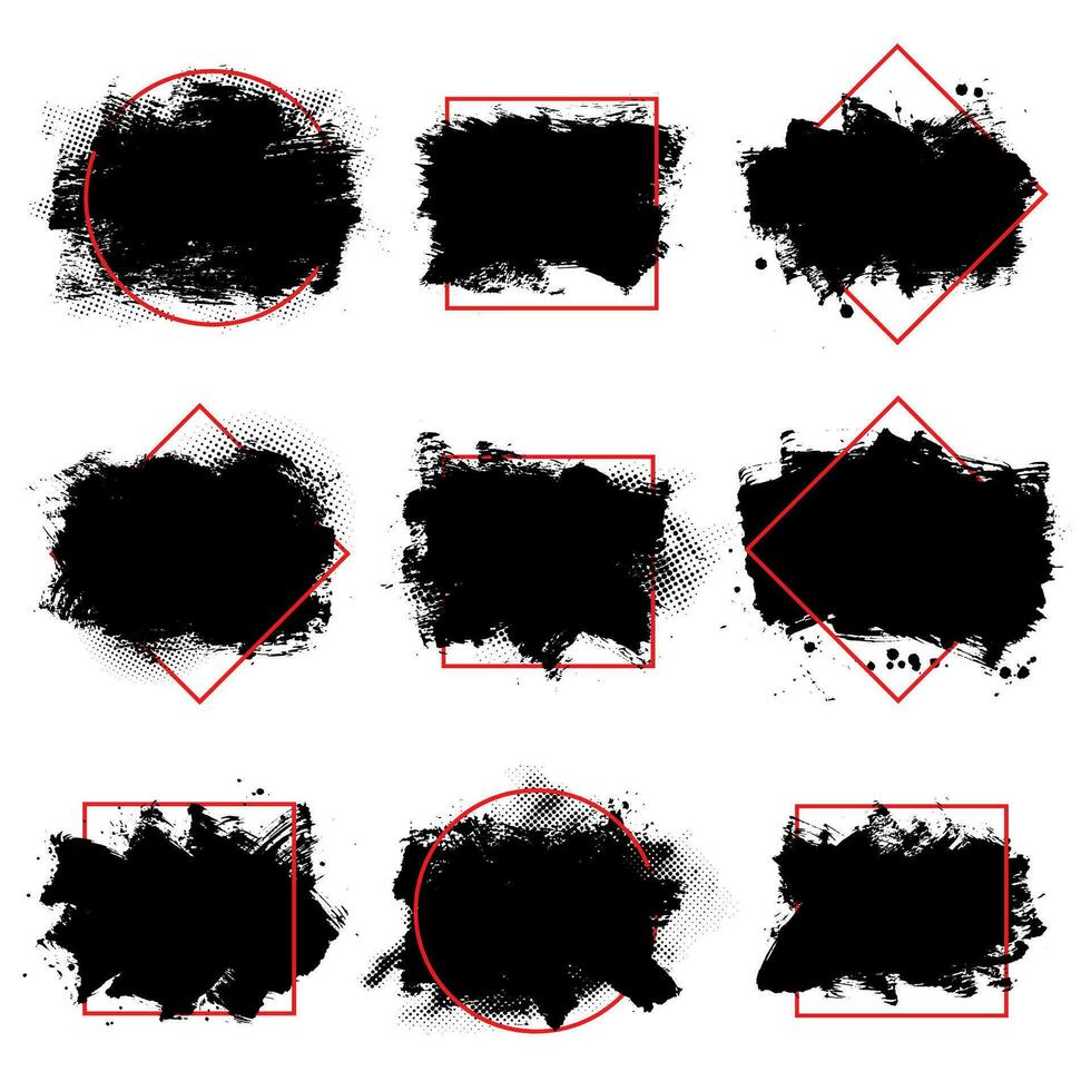 Vector set ink brush stroke frame for text.