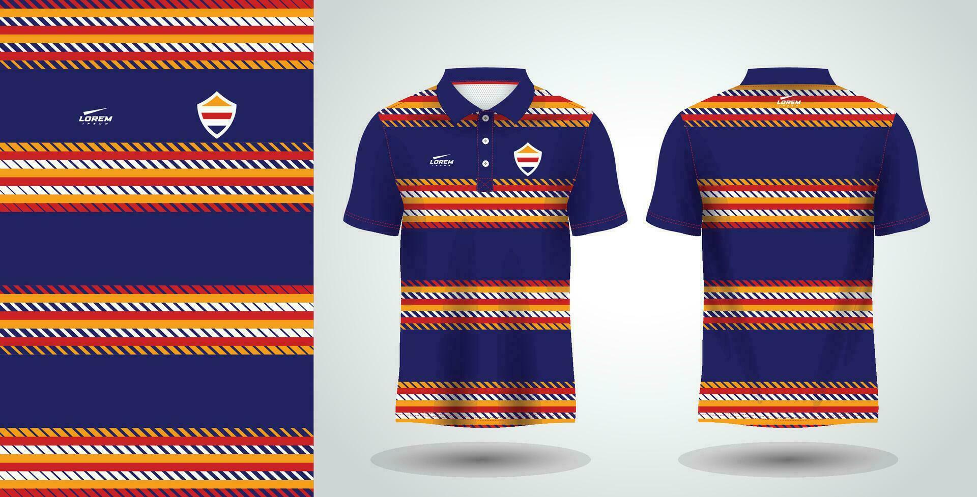 blue red and yellow polo sport shirt sublimation jersey template vector