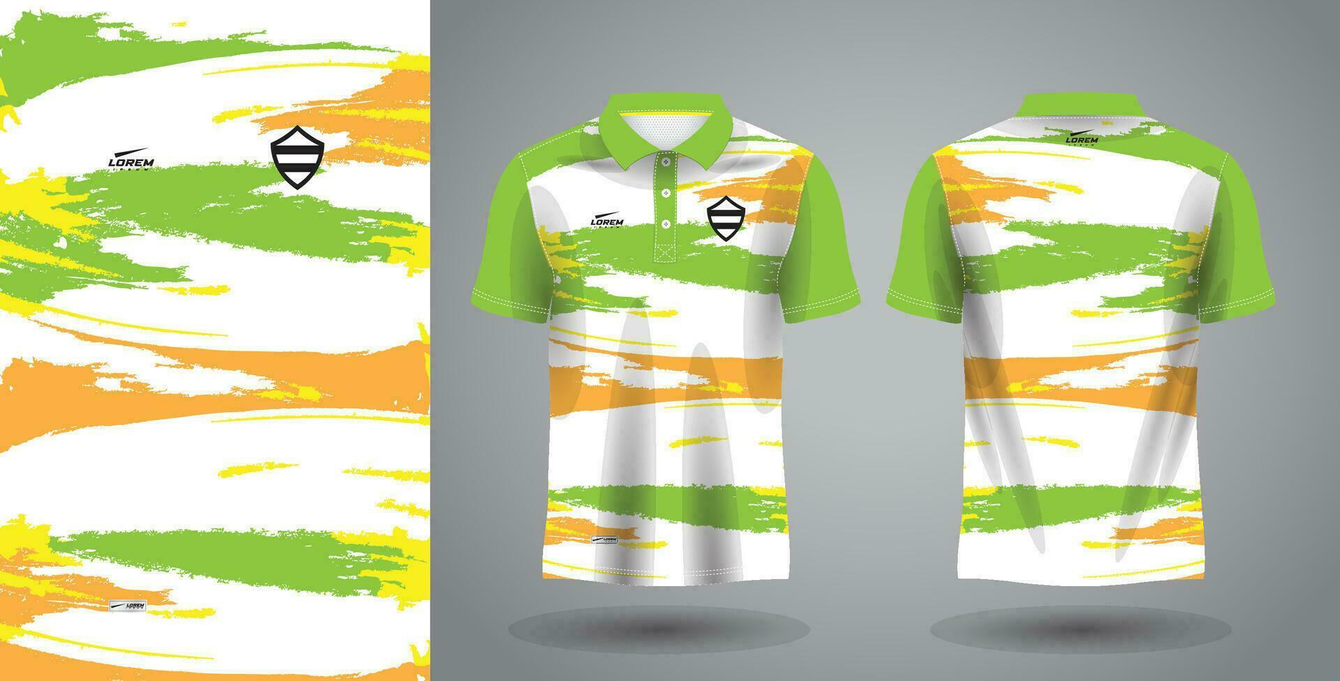 verde amarillo y naranja polo deporte camisa sublimación jersey modelo vector