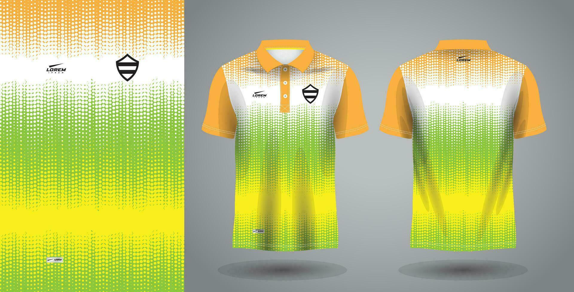 green yellow and orange polo sport shirt sublimation jersey template vector