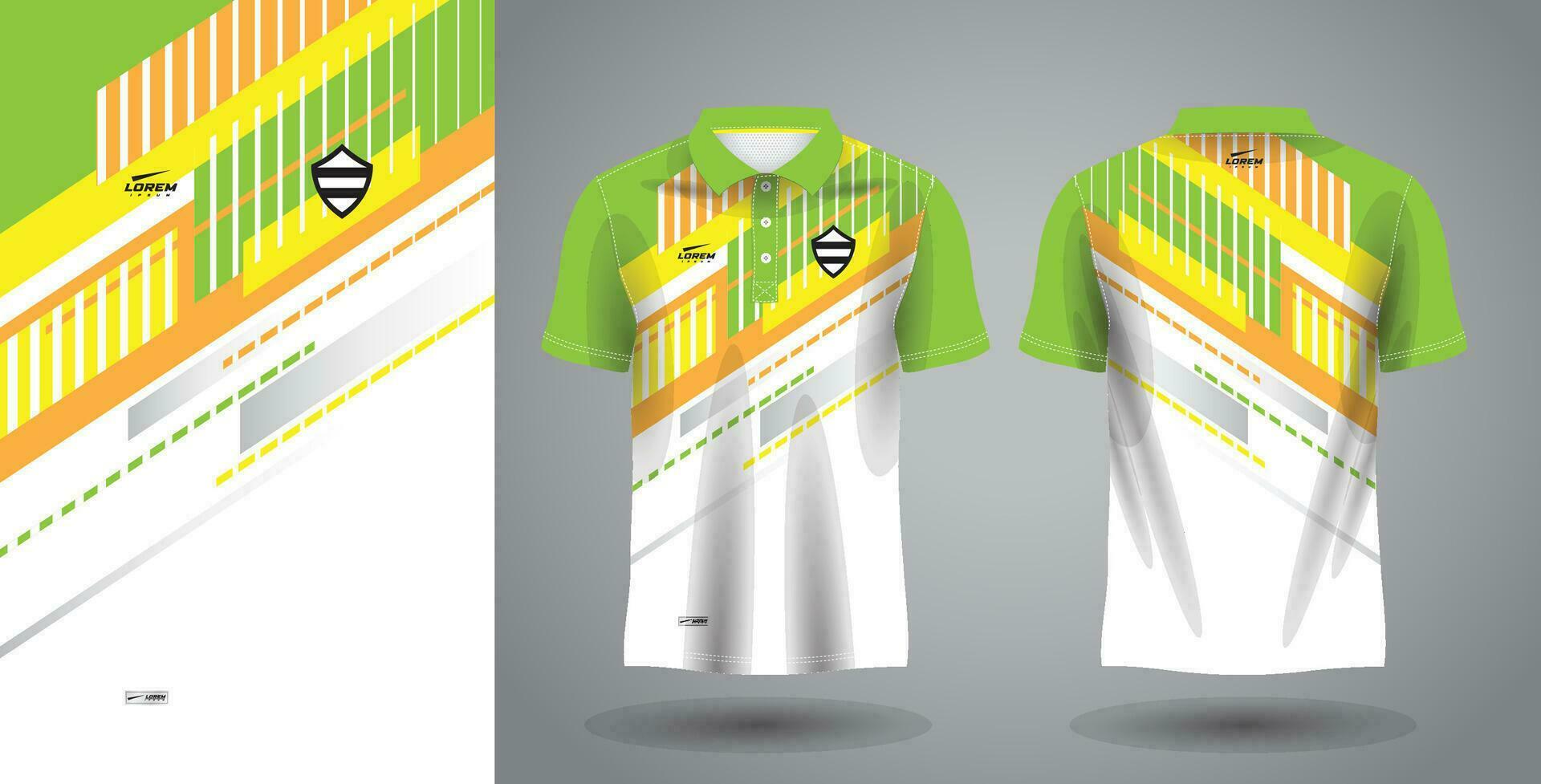 verde amarillo y naranja polo deporte camisa sublimación jersey modelo vector