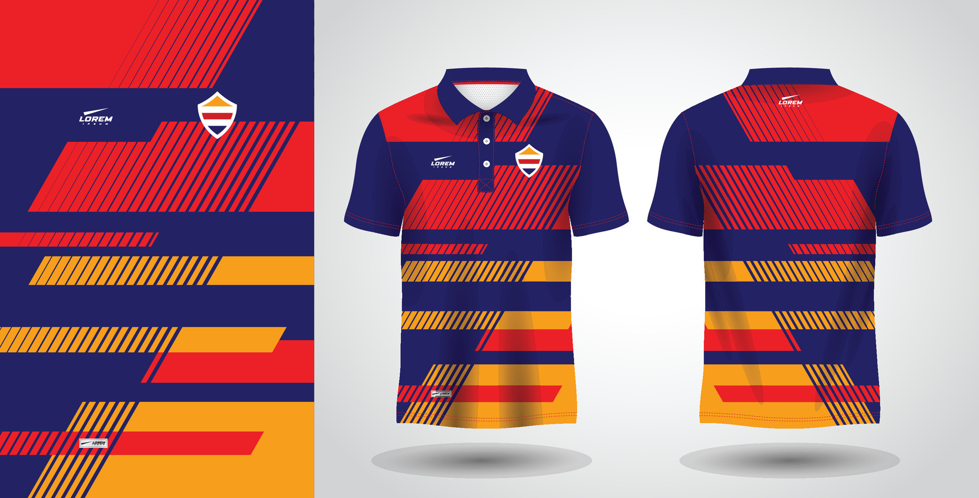 blue red and yellow polo sport shirt sublimation jersey template