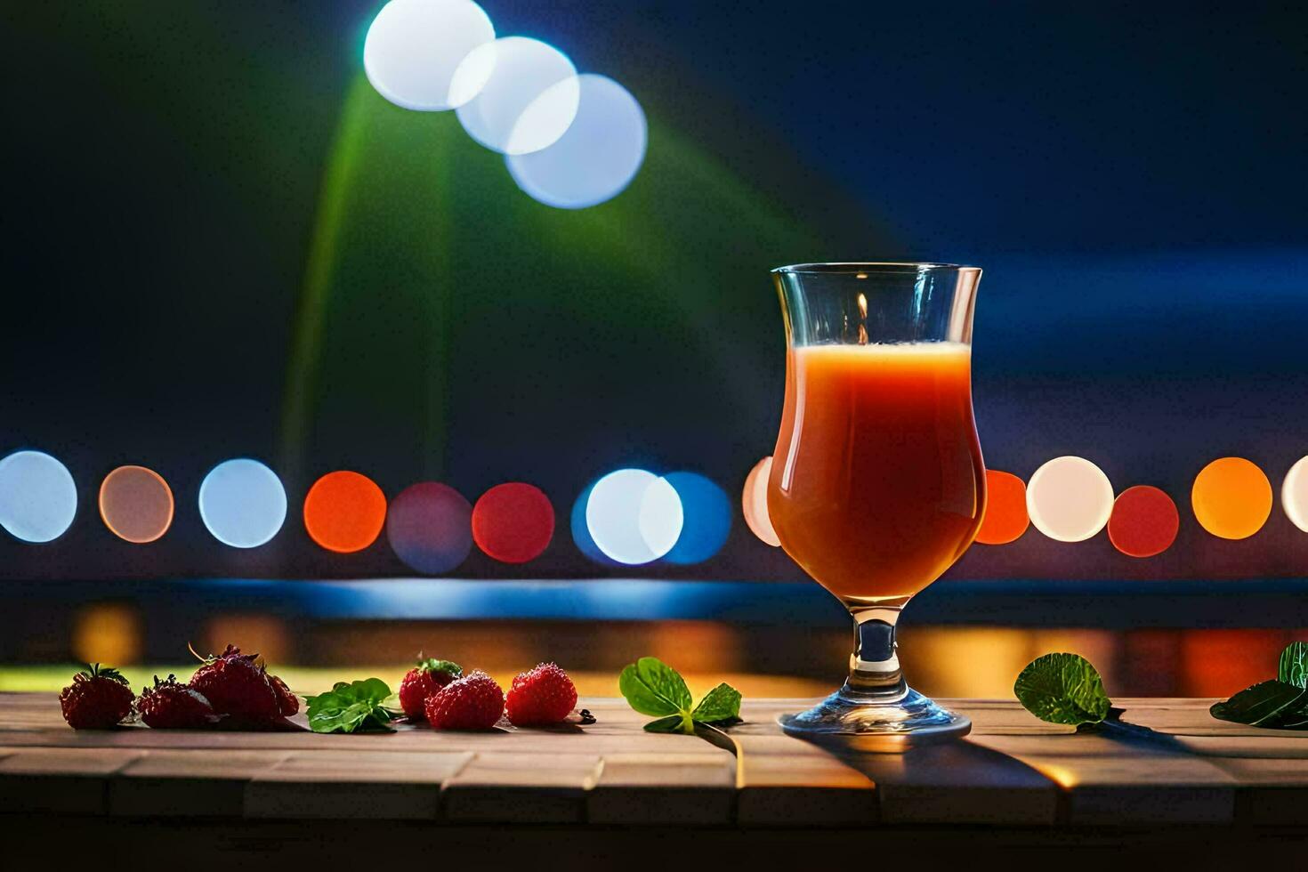 a glass of juice with berries and a light background. AI-Generated photo