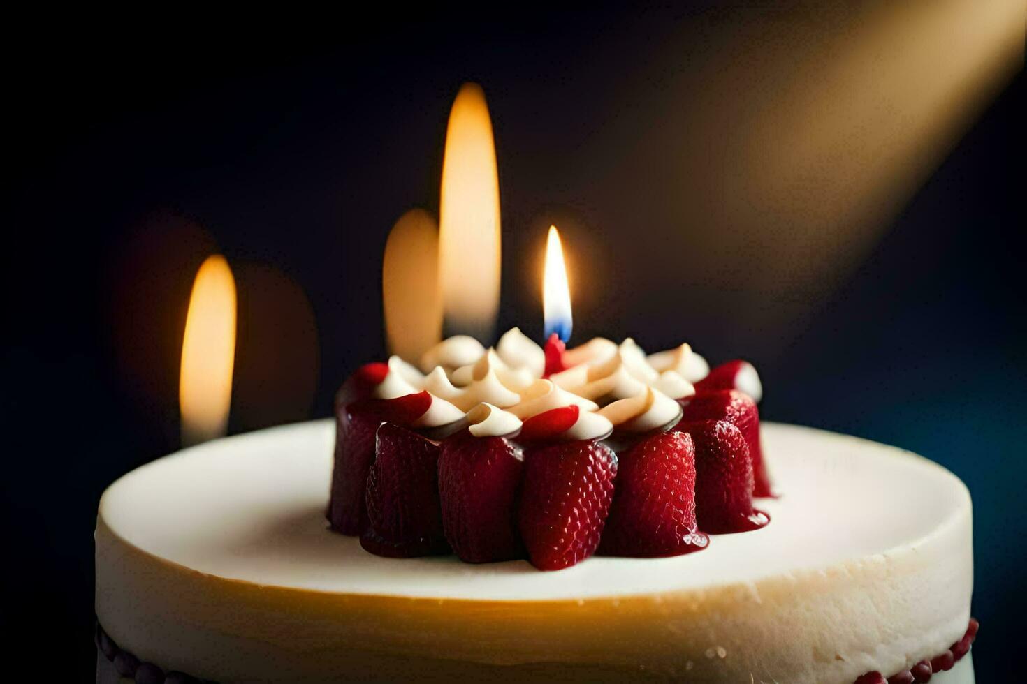 a birthday cake with a single candle. AI-Generated photo