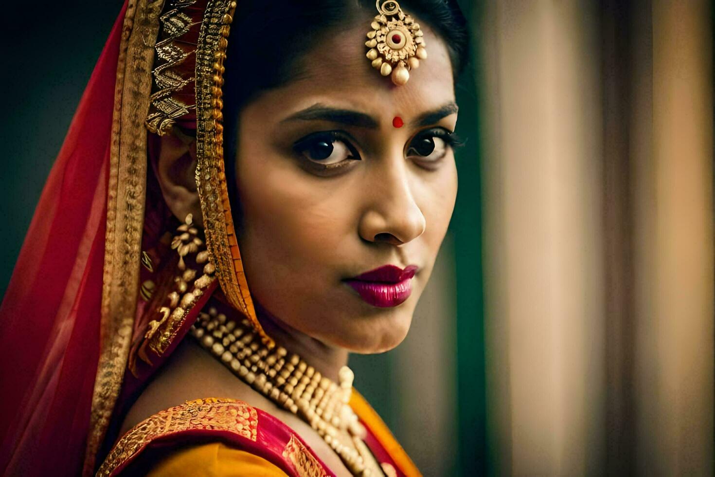 a beautiful indian bride in traditional attire. AI-Generated photo