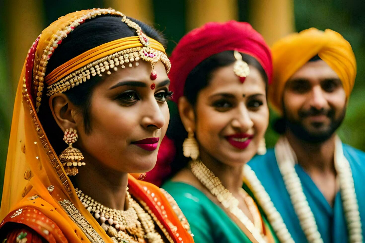 three indian women in traditional attire. AI-Generated photo