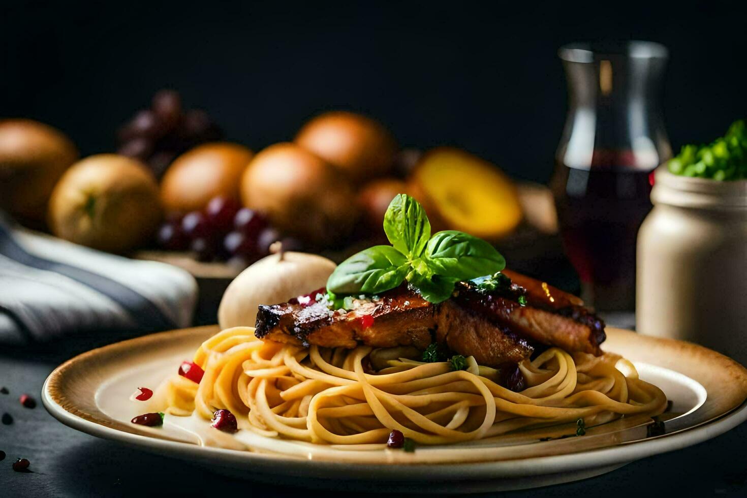the food is served on a plate with a knife and fork. AI-Generated photo