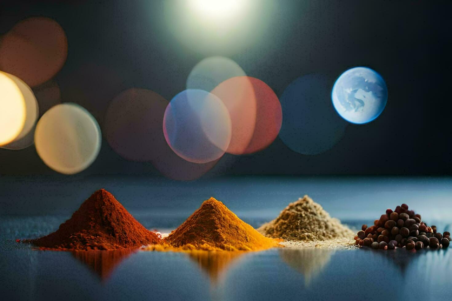 a group of spices and spices on a table. AI-Generated photo