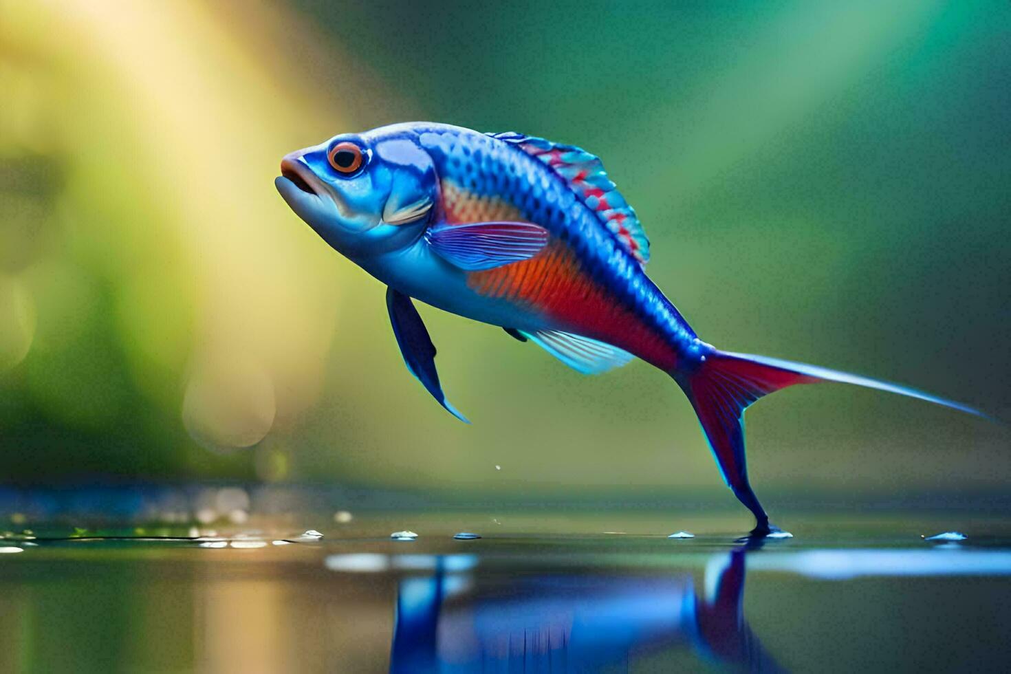 a fish with bright colors is swimming in the water. AI-Generated photo