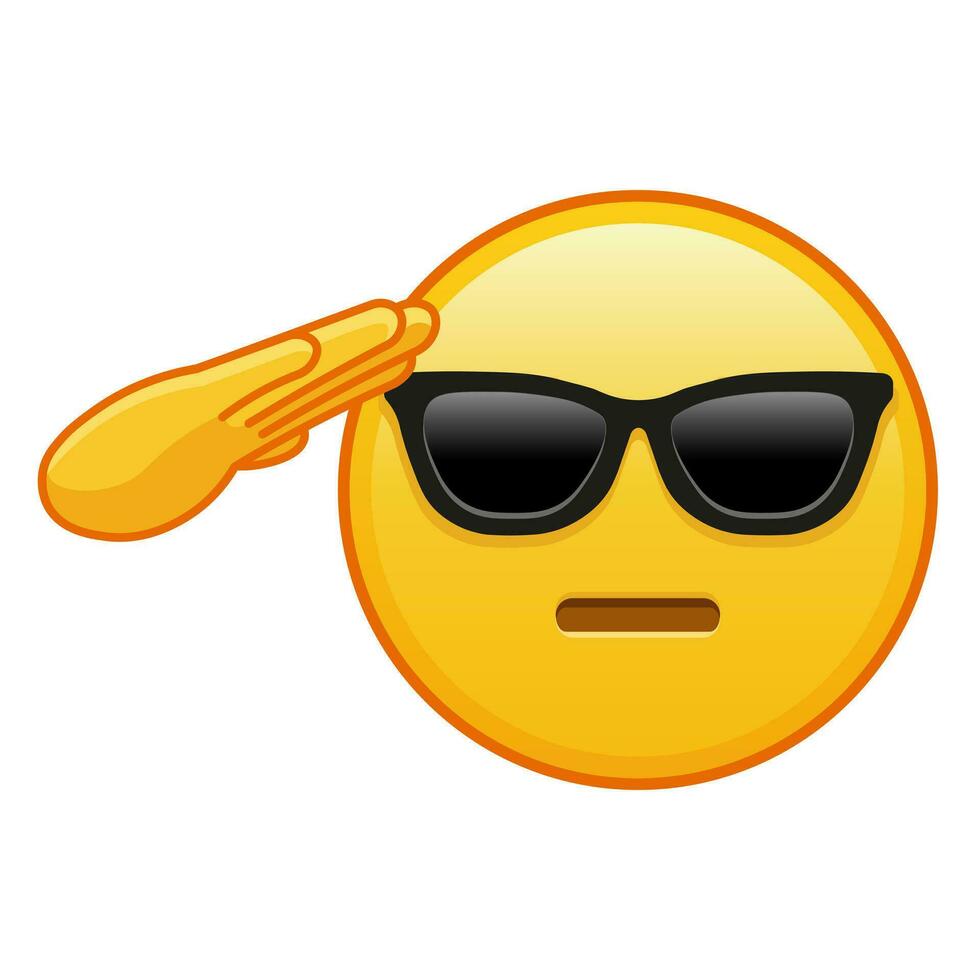 Emoji with hand and sunglasses on face Large size of yellow emoji smile vector