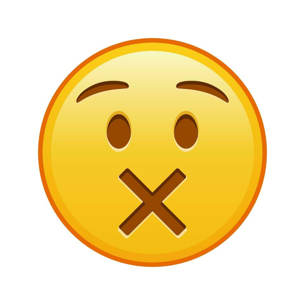 Face with crossed-out mouth Large size of yellow emoji smile vector