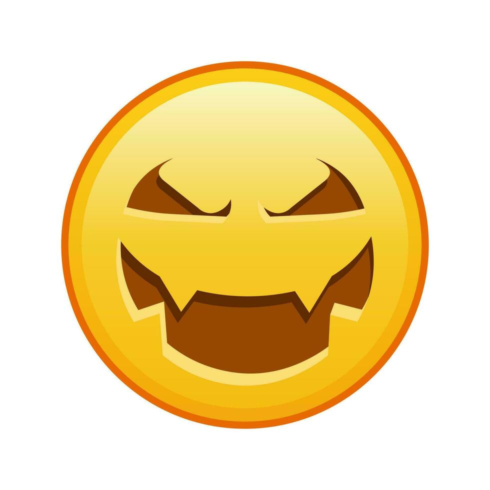 Scary halloween face Large size of yellow emoji smile vector