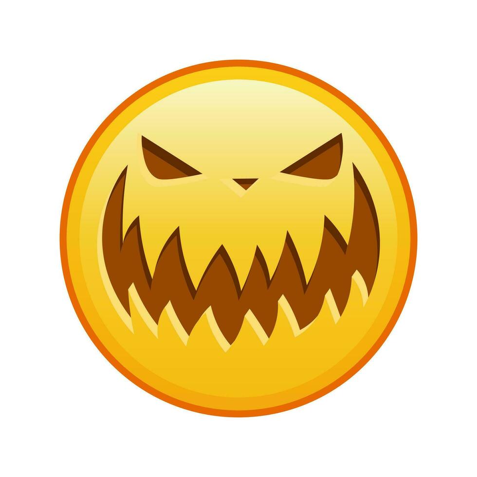 Scary halloween face Large size of yellow emoji smile vector