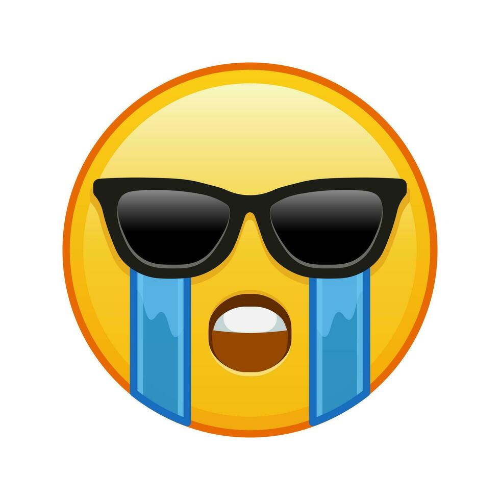 Face crying loudly with sunglasses Large size of yellow emoji smile vector