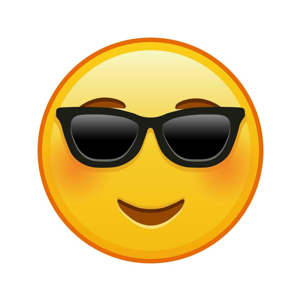 Embarrassed smiling face with sunglasses Large size of yellow emoji smile vector