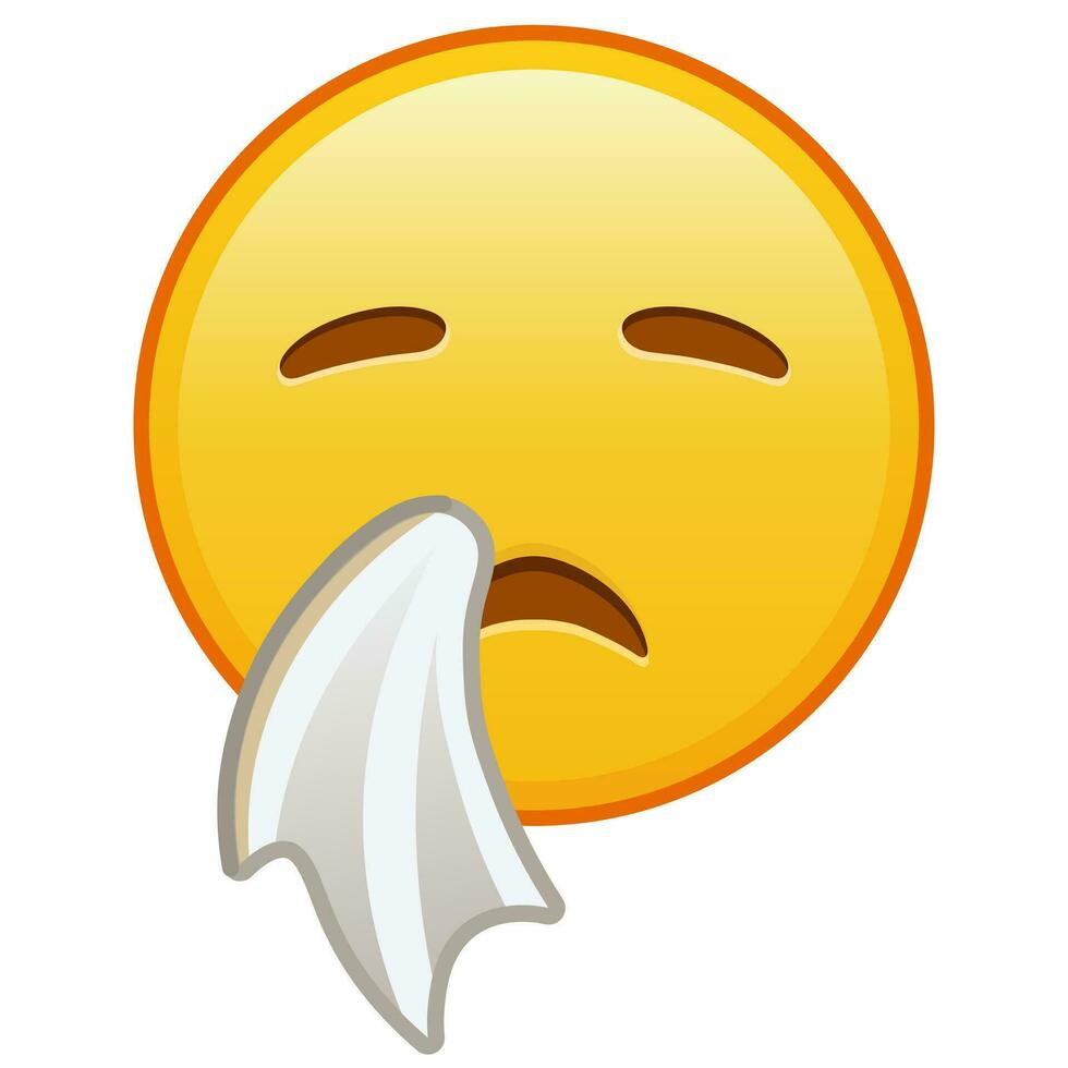 Sneezing face Large size of yellow emoji smile vector