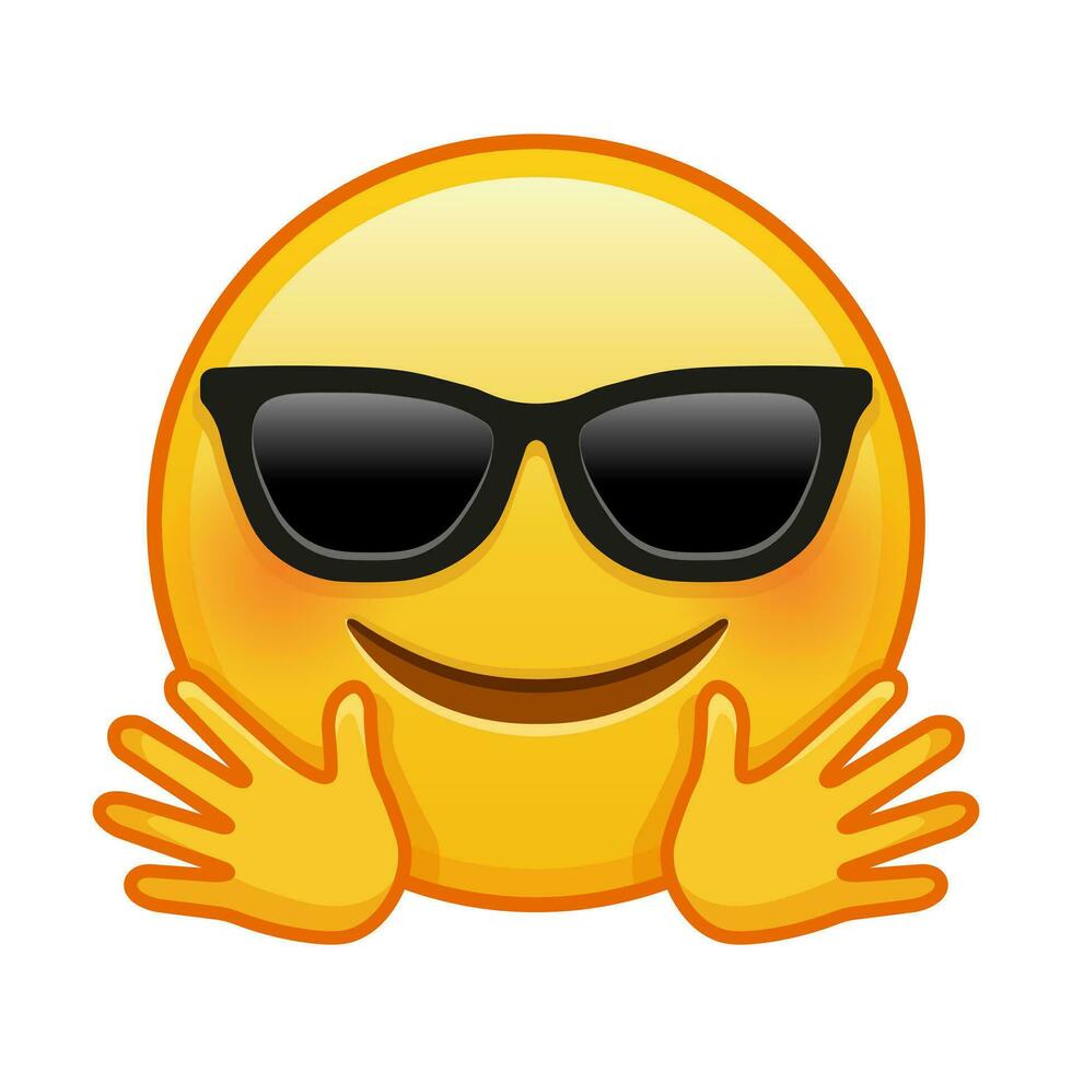 Hugs emoji with sunglasses Large size of yellow emoji smile vector