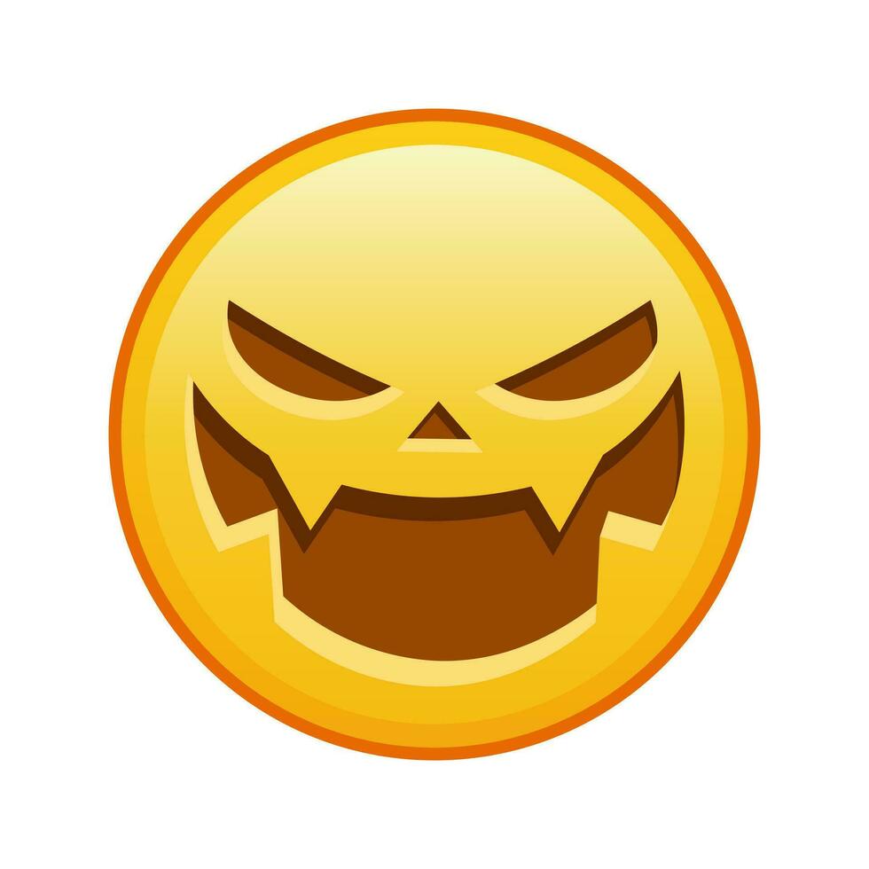 Scary halloween face Large size of yellow emoji smile vector