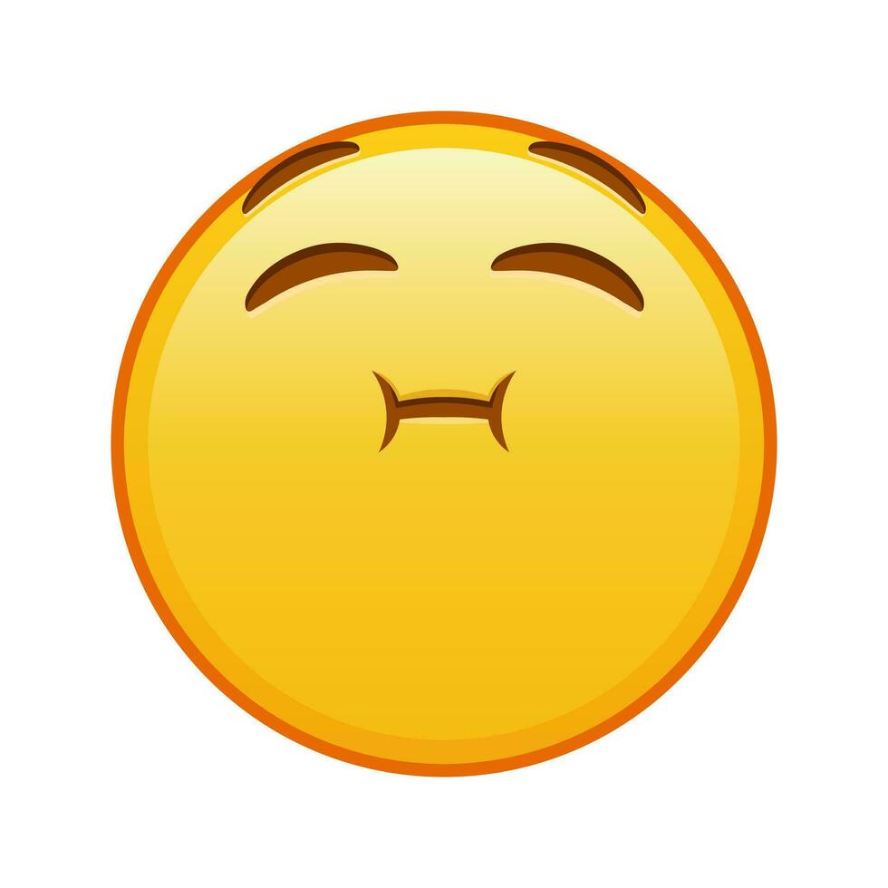 The face is chewing or holding its breath Large size of yellow emoji smile vector