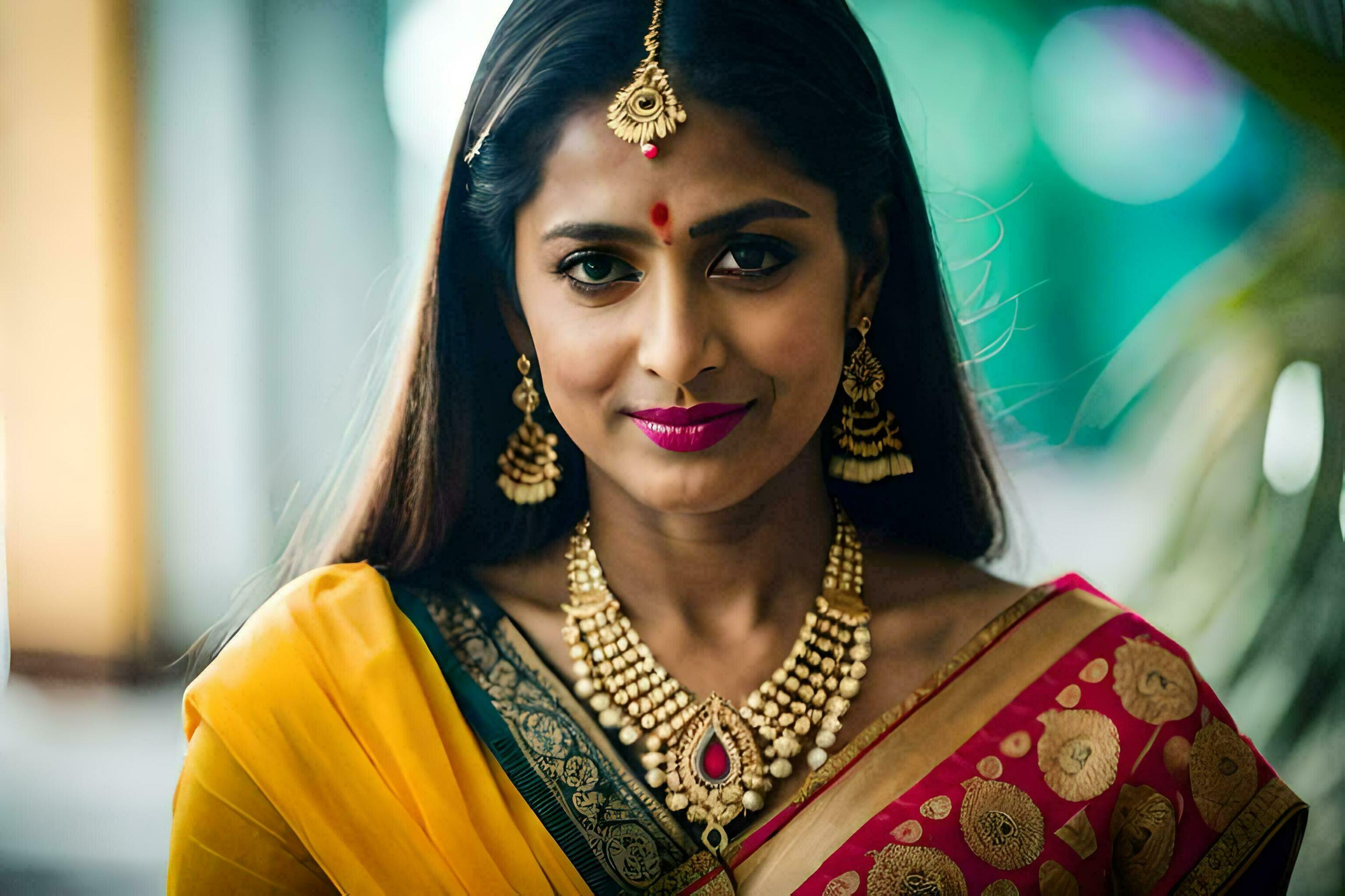 Premium AI Image  Simple looking Indian girl wearing a saree