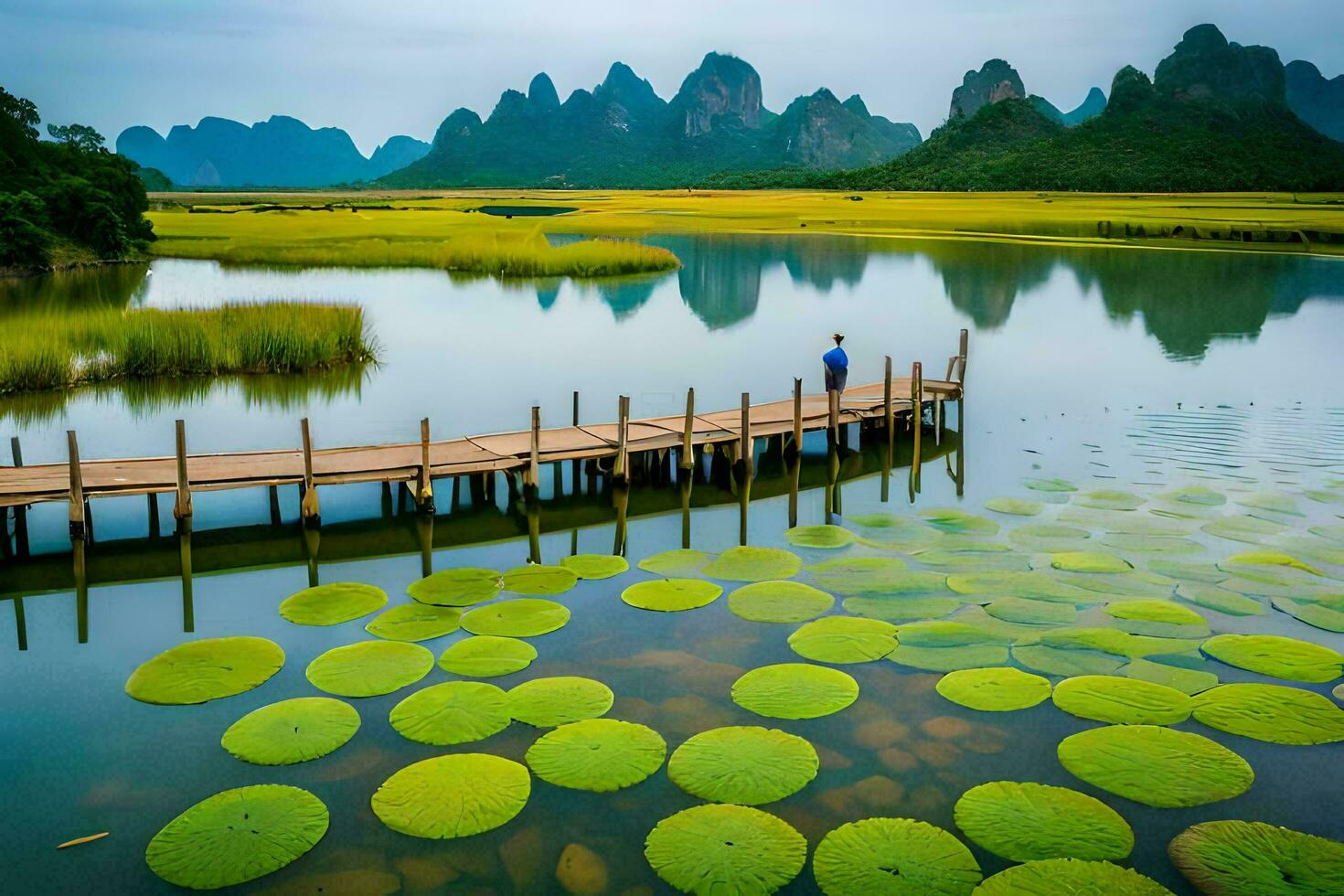 the li river in china. AI-Generated photo