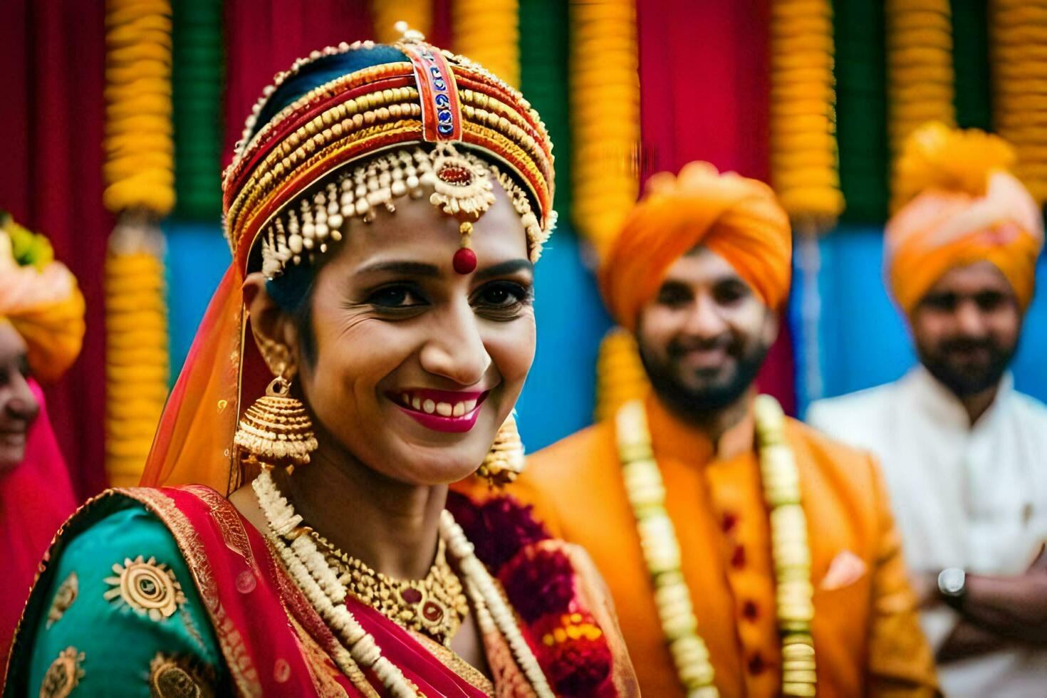 indio Boda fotografía en Delhi. generado por ai foto