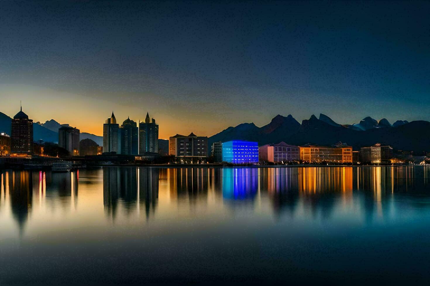 the city of zurich, switzerland, at dusk. AI-Generated photo