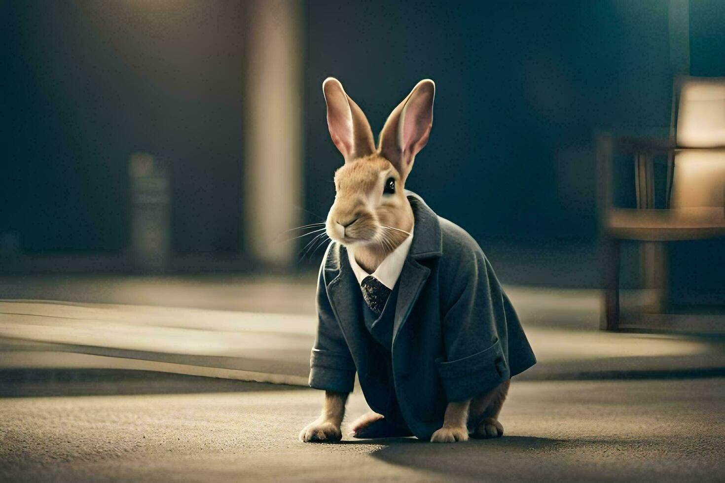 a rabbit wearing a suit and tie. AI-Generated photo