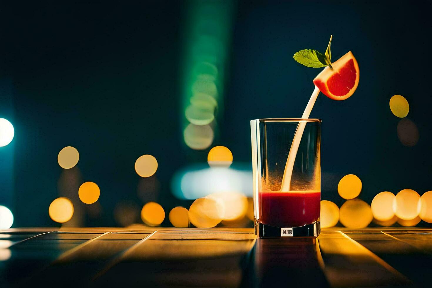 a glass of red juice with a slice of lime on top. AI-Generated photo