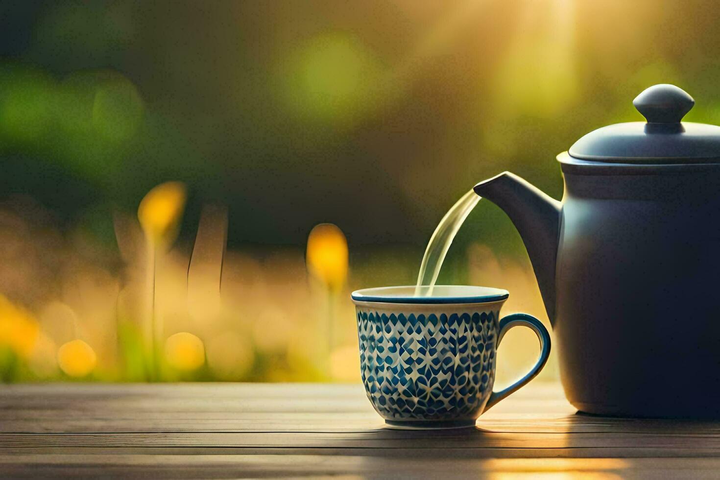 tea pot on the table. AI-Generated photo