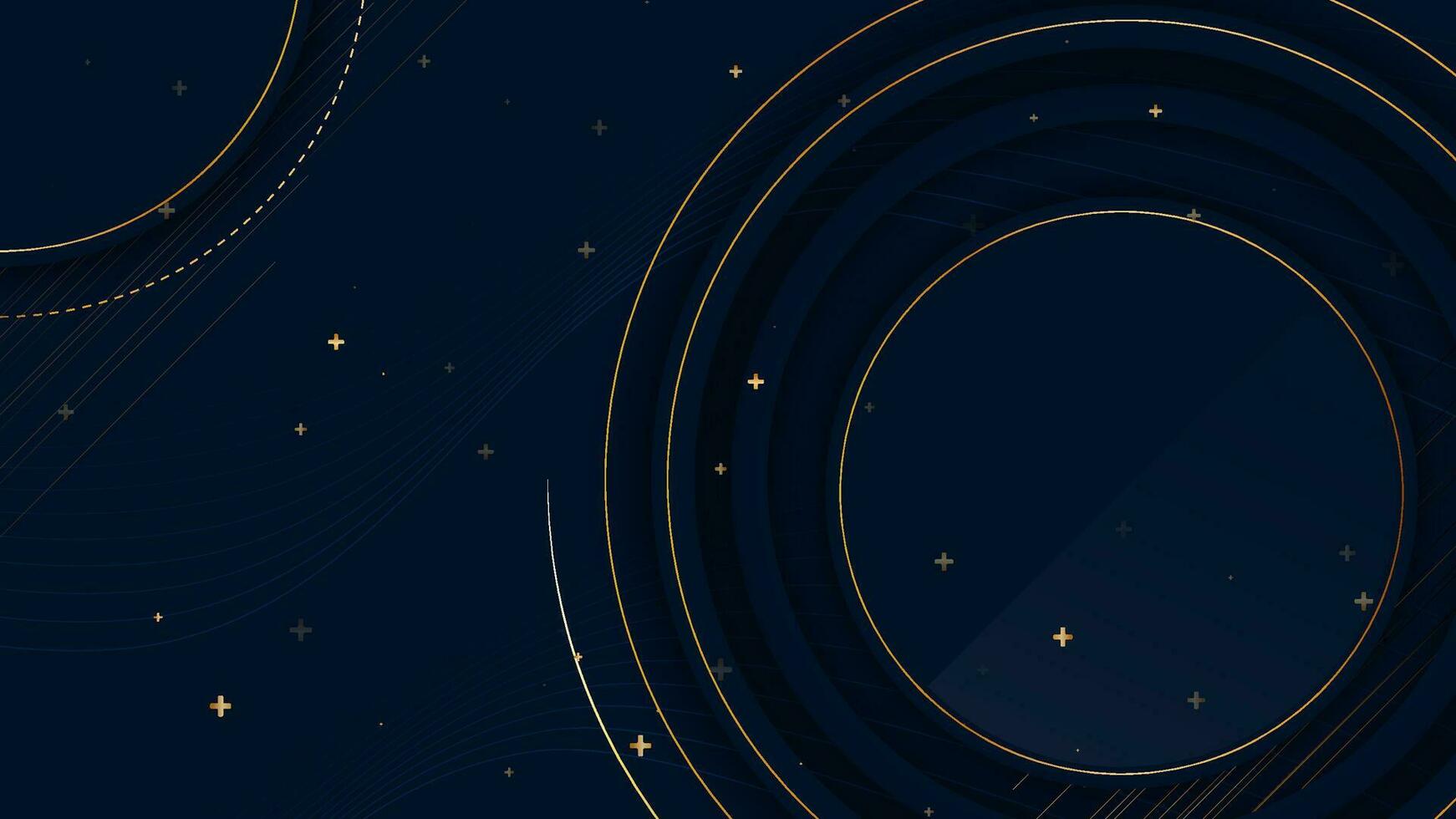 beautiful dark blue and gold round geometric element background vector