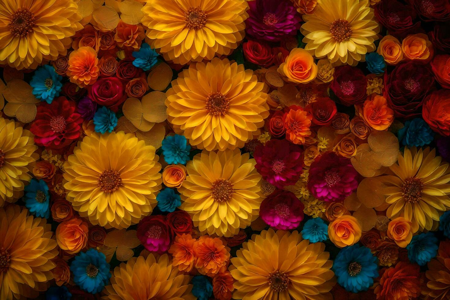 colorful flowers are arranged in a large group. AI-Generated photo