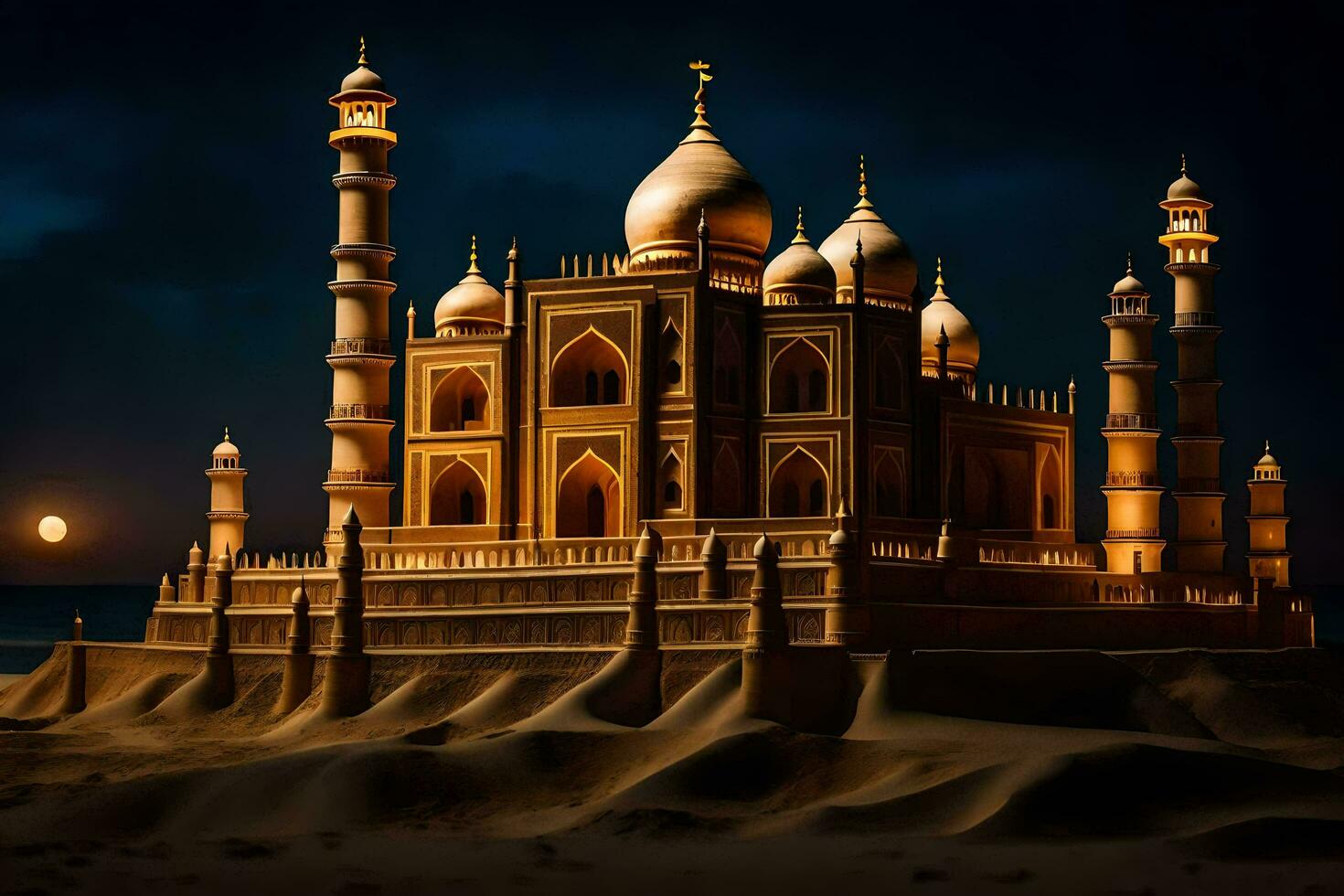 the taj mahal is a beautiful building in the desert. AI-Generated photo